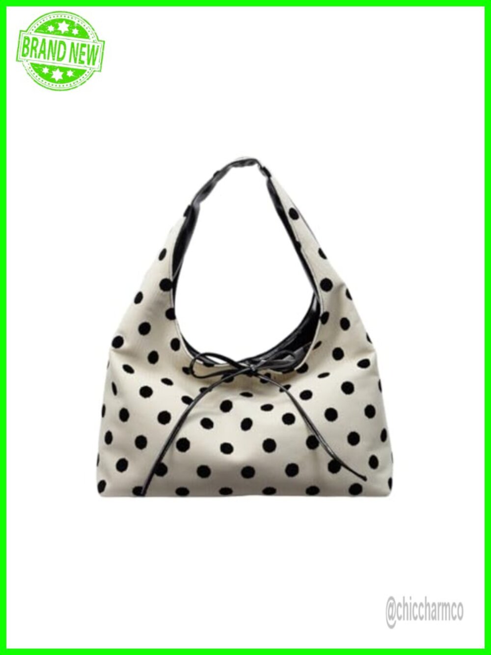 PU Faux Leather Polka Dot Top-Handle Bag Shoulder Tote Work Handbag